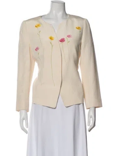 Pre-owned Akris Silk Floral Print Blazer In Neutral
