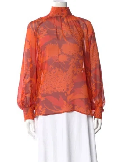 Pre-owned Akris Silk Floral Print Blouse In Multi