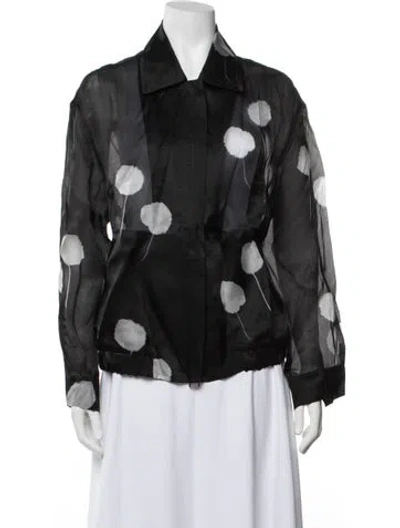 Pre-owned Akris Silk Floral Print Jacket In Black