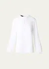 Akris Silk Georgette Blouse With Slit Sleeves In Ecru