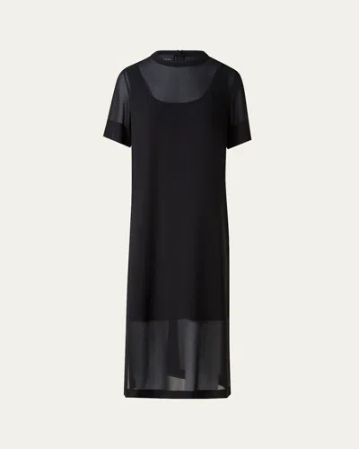 AKRIS SILK GEORGETTE TUNIC DRESS