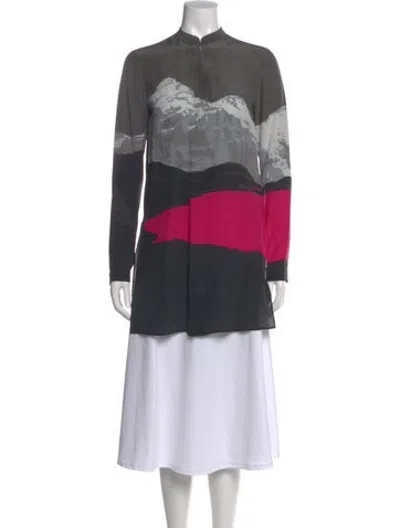 Pre-owned Akris Silk Graphic Print Blouse In Multicolor