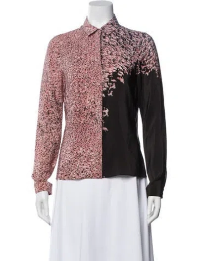 Pre-owned Akris Silk Graphic Print Button-up Top In Multi
