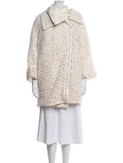 Pre-owned Akris Silk Graphic Print Coat W/ Tags In Neutrals