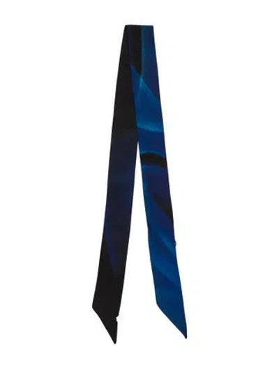 Pre-owned Akris Silk Graphic Print Scarf W/ Tags In Blue