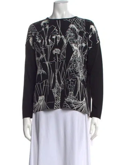 Pre-owned Akris Silk Graphic Print Sweater In Black
