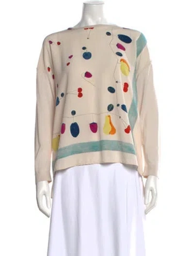 Pre-owned Akris Silk Graphic Print Sweater In Neutral