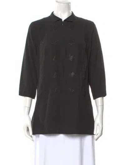 Pre-owned Akris Silk Graphic Print Top In Gray