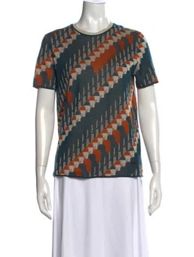 Pre-owned Akris Silk Graphic Print T-shirt In Blue