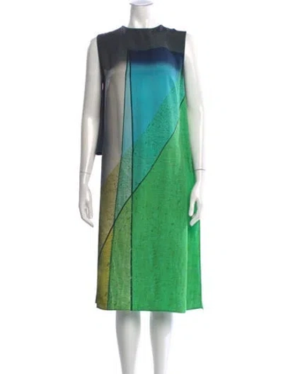 Pre-owned Akris Silk Graphic Print Tunic In Green