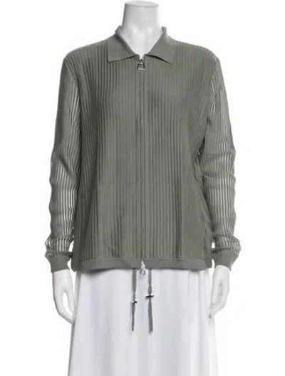 Pre-owned Akris Silk Jacket In Green