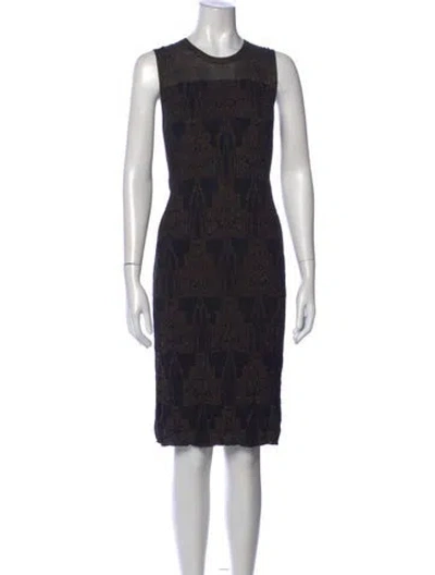 Pre-owned Akris Silk Knee-length Dress In Black/metallic