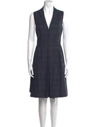Pre-owned Akris Silk Knee-length Dress In Blue