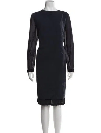 Pre-owned Akris Silk Knee-length Dress In Blue