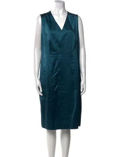 Pre-owned Akris Silk Knee-length Dress In Blue