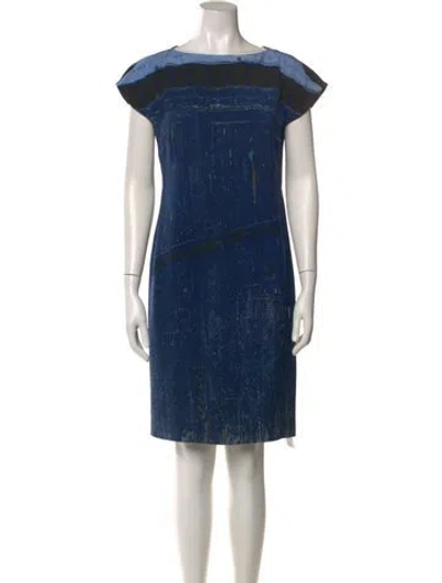 Pre-owned Akris Silk Knee-length Dress In Blue
