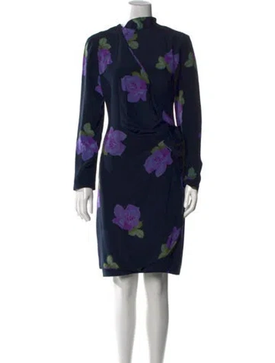 Pre-owned Akris Silk Knee-length Dress In Blue