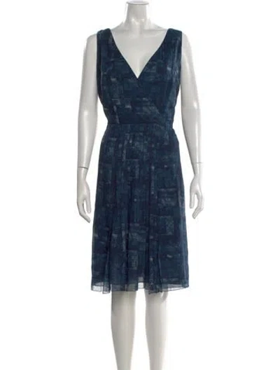 Pre-owned Akris Silk Knee-length Dress In Blue