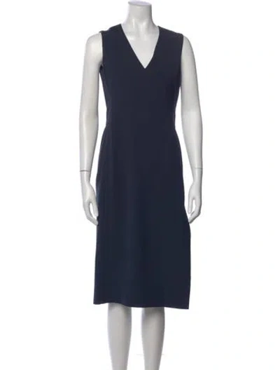 Pre-owned Akris Silk Knee-length Dress In Blue