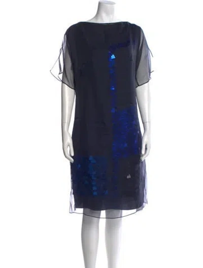 Pre-owned Akris Silk Knee-length Dress In Blue