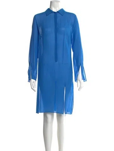 Pre-owned Akris Silk Knee-length Dress In Blue
