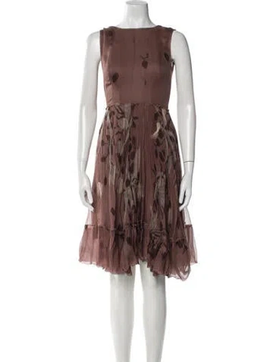 Pre-owned Akris Silk Knee-length Dress In Burgundy