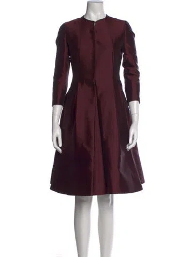 Pre-owned Akris Silk Knee-length Dress In Burgundy