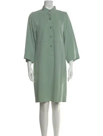 Pre-owned Akris Silk Knee-length Dress In Green