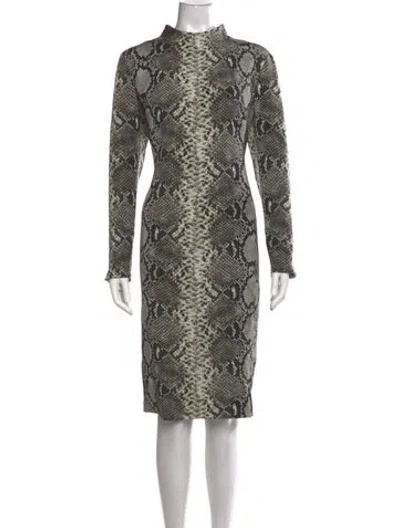 Pre-owned Akris Silk Knee-length Dress In Grey