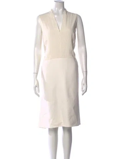 Pre-owned Akris Silk Knee-length Dress In Neutral