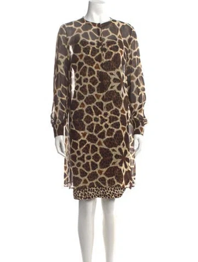 Pre-owned Akris Silk Knee-length Dress In Neutral