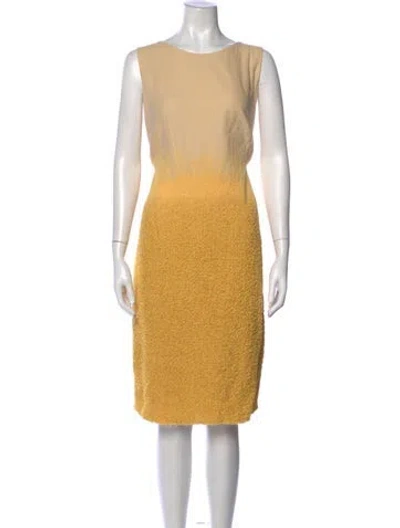 Pre-owned Akris Silk Knee-length Dress In Neutrals/yellow