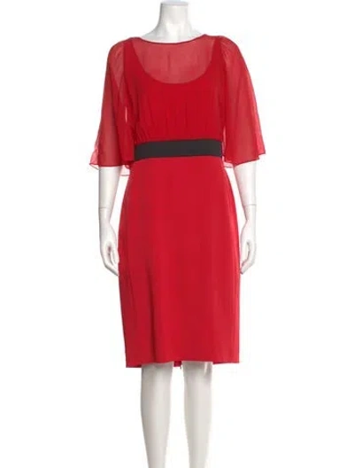 Pre-owned Akris Silk Knee-length Dress In Red