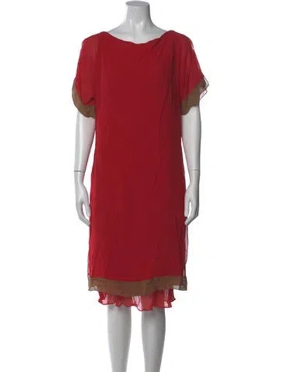 Pre-owned Akris Silk Knee-length Dress In Red