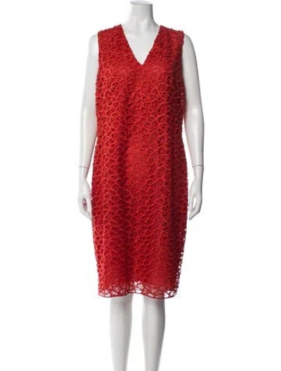 Pre-owned Akris Silk Knee-length Dress In Red