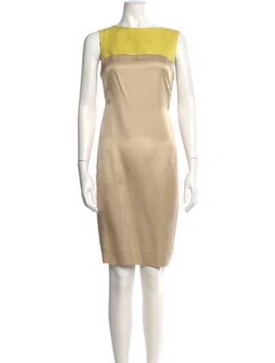 Pre-owned Akris Silk Knee-length Dress In Yellow