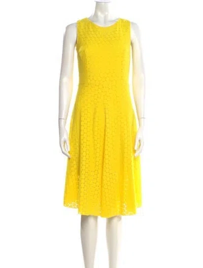 Pre-owned Akris Silk Knee-length Dress In Yellow