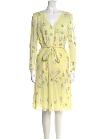 Pre-owned Akris Silk Knee-length Dress In Yellow