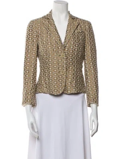 Pre-owned Akris Silk Lace Pattern Blazer In Brown
