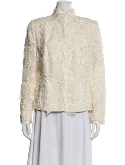 Pre-owned Akris Silk Lace Pattern Jacket In White