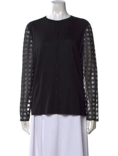 Pre-owned Akris Silk Lace Pattern Sweater In Black