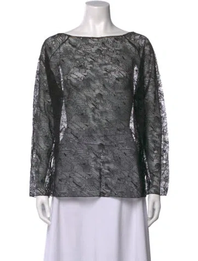 Pre-owned Akris Silk Lace Pattern Top In Black