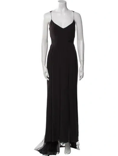 Pre-owned Akris Silk Long Dress In Black