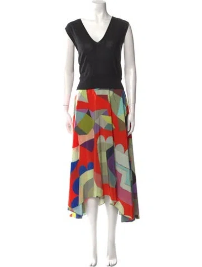 Pre-owned Akris Silk Long Dress In Black