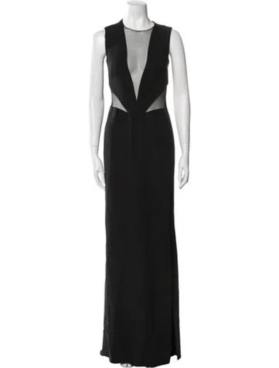 Pre-owned Akris Silk Long Dress In Black