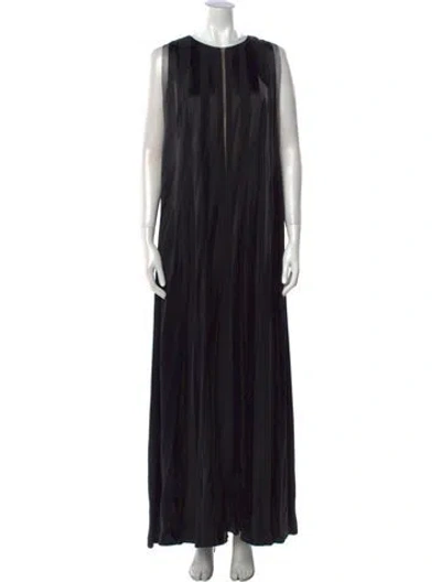 Pre-owned Akris Silk Long Dress In Black