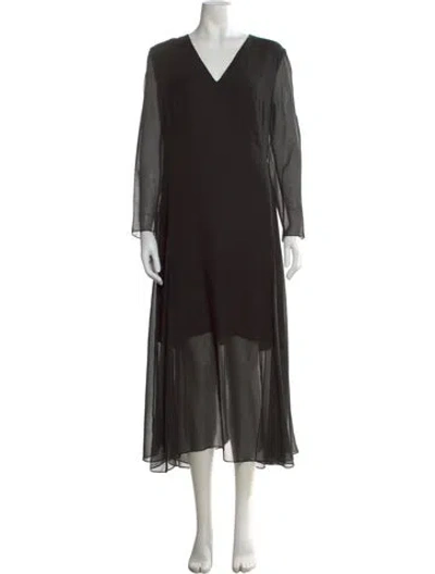 Pre-owned Akris Silk Long Dress In Black