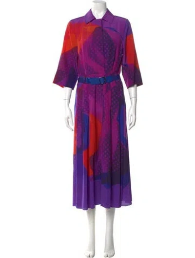 Pre-owned Akris Silk Long Dress In Blue