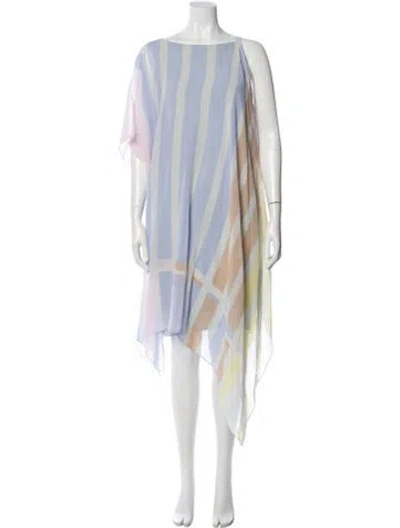 Pre-owned Akris Silk Long Dress In Blue