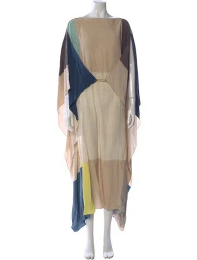 Pre-owned Akris Silk Long Dress In Blue